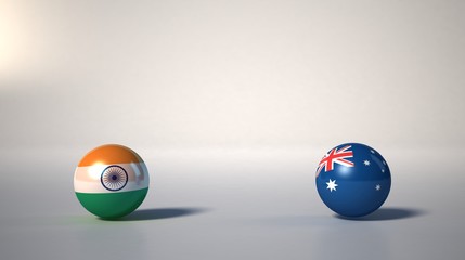 flag. 3d render of international flagball. india-australia flag.