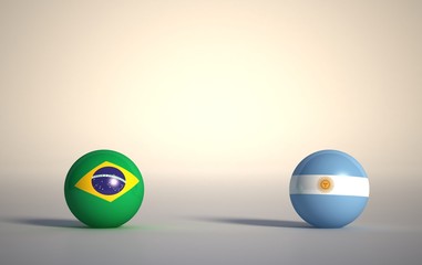 flag. 3d render of international flagball. brazil-argentina flag.