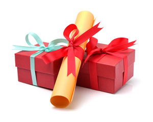red gift box with ribbon