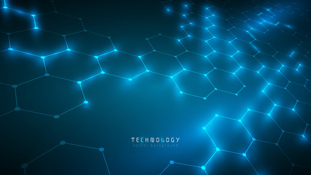 blue connection hexagon technology cyberspace abstract vector background,modern innovation speed communication technology business background,futuristic tech background