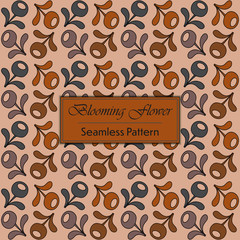 vintage brown blooming floral repeated pattern wallpaper for background, paper wrapping, decoration, cover, textile, texture - 328986629