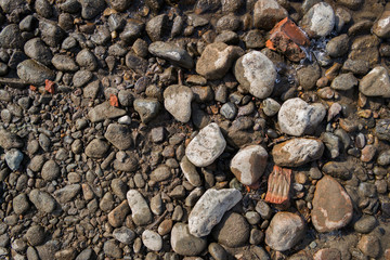Pebble stone background. Sea Pebble. Beach stones. Natural background. Stone texture