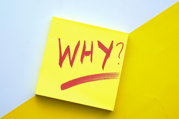 why text on yellow notepad on color background 