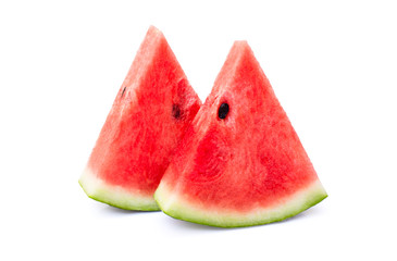 Red watermelon slice isoated on white background with clipping path.