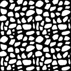 Stones handdrawn grunge seamless black and white pattern. Vector illustration.