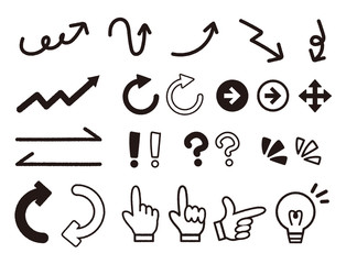 矢印　手書き風　ハンドサイン　アイコン