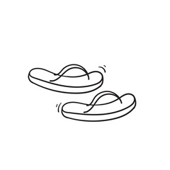 doodle flip flop sandal illustration icon with hand drawn line art style