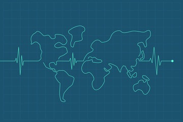 world map pulse line.World health. vector Illustration.