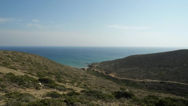 Panoramic view of the valley of Prasonisi Island, Rhodes, Greece