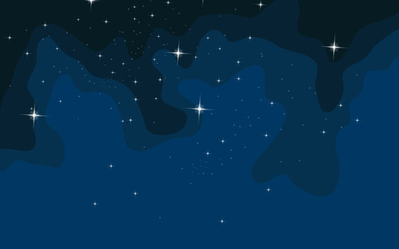 Vector space background . Cute flat style template with Stars in Outer space