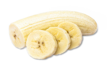 Banana slice isolated on white background with clipping path.