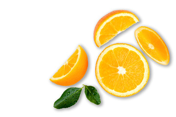 orange and slices isolated on white background