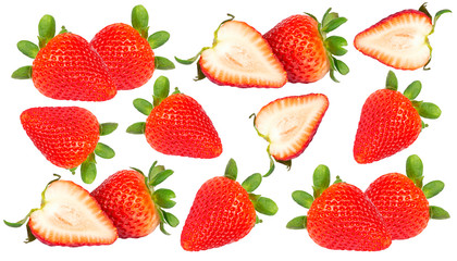 red strawberry isolated on white background. 