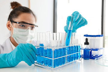Medical scientists have experimented with liquid chemicals in vitro to analyze viral data in chemical laboratories. Scientific research concepts