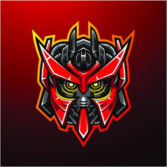 Red Robot head mascot logo