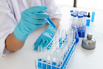 Medical scientists have experimented with liquid chemicals in vitro to analyze viral data in chemical laboratories. Scientific research concepts