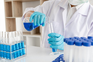 Medical scientists have experimented with liquid chemicals in vitro to analyze viral data in chemical laboratories. Scientific research concepts