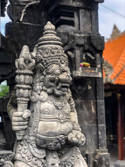 Bali, Indonesia - April 2019 : Walking at Tanah Lot Temple cliffside while waiting for Kechak Dance performance.