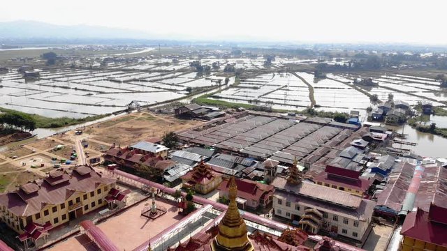 aerial view of Phaung Daw Oo Pagoda in Inle Lake, Myanmar