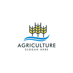 Agriculture logo template, Wheat farm icon symbol design vector