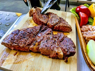 grilled steak with vegetables