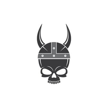 spartan helmet with skull and vector icon illustration