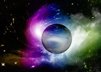 galaxy in a free space. 3D rendering