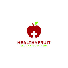 medical logo with fruit vector illustration template cross fit 