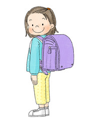 小学生　ランドセル　女の子　紫ランドセル