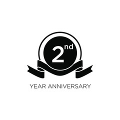 2nd black logo with ribbon design number icon