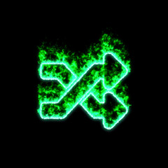 The symbol random burns in green fire
