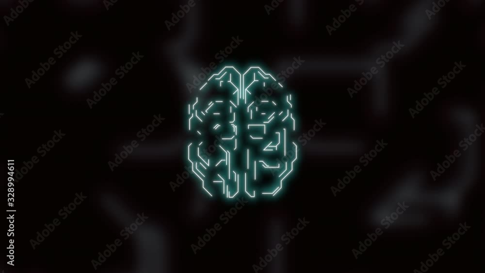 Poster work of neurons inside the brain floating over dark background.