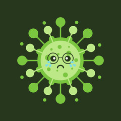 Corona Virus cartoon characters on color background Pathogen respiratory coronavirus 2019-nCoV from Wuhan, China. Suitable use for poster, element, mascot, emoji, emoticon. Covid-19, Sars, mers, flu.