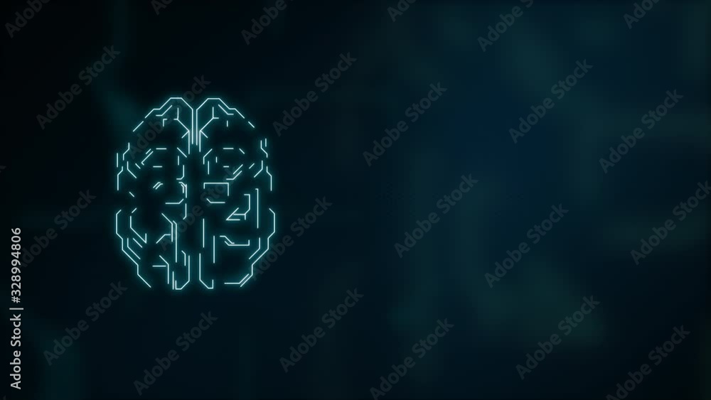 Poster work of neurons inside the brain floating over dark background.