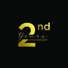 2nd gold black logo with ribbon design number icon