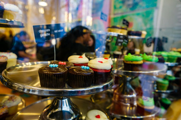 Closeup view of different cupcakes