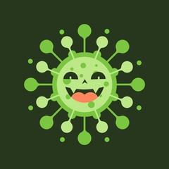 Corona Virus cartoon characters on color background Pathogen respiratory coronavirus 2019-nCoV from Wuhan, China. Suitable use for poster, element, mascot, emoji, emoticon. Covid-19, Sars, mers, flu.
