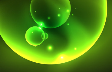 Neon shiny transparent glowing circles with light effects. Techno futuristic vector abstract background For Wallpaper, Banner, Background, Card, Book Illustration, landing page