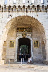Fototapeta na wymiar Istanbul, Turkey - CIRCA 2013: Topkapi Palace entrance door.