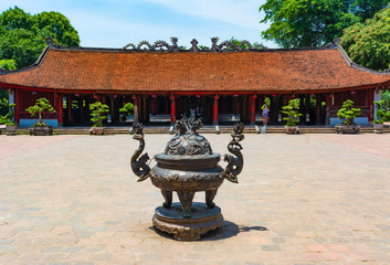 Hanoi, Vietnam - CIRCA June 2019: The fifth courtyard at the Temple of Literature in Hanoi, Vietnam.