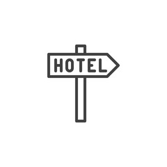 Hotel sign line icon. linear style sign for mobile concept and web design. Hotel signpost outline vector icon. Symbol, logo illustration. Vector graphics