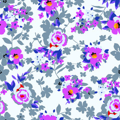 Obraz na płótnie Canvas Vector illustration of a beautiful floral bouquet. Liberty style. fabric, covers, manufacturing, wallpapers, print, gift wrap.