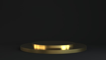 Golden Product stage 3D rendering