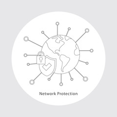 network global security icon with shield