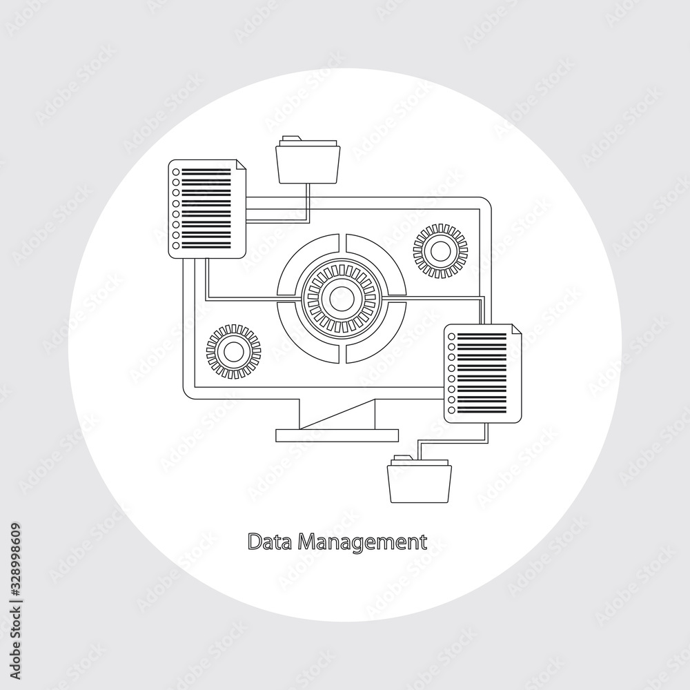 Poster data management data center protection storage digital privacy network server flat vector