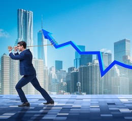 Businessman supporting increase in economy