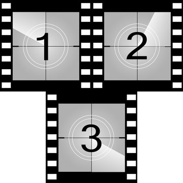Old film movie countdown frame. Vector.
