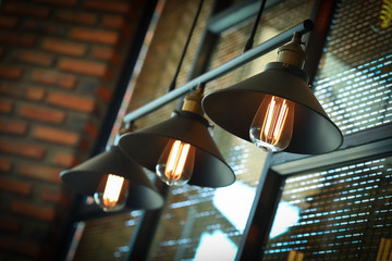 vintage light lamp interior in cafe