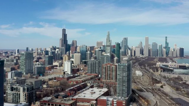 Aerial Shot of Chicago Cityscape From McCormick Place