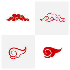 Set of Abstract Cloud logo design vector template, Chinese Cloud, Japan Cloud, Curl cloud ,Decoration cloud, cloud icon set
